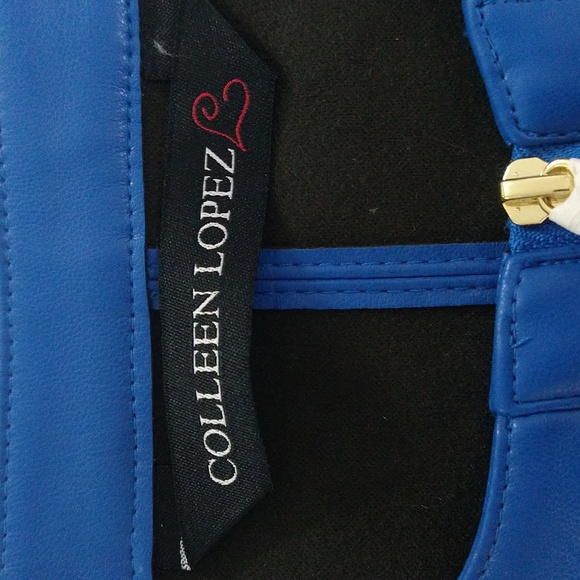 NEW! Colleen Lopez Mesh Leaf / Floral Faux Leather Jacket, Rich Blue - Picture 12 of 13